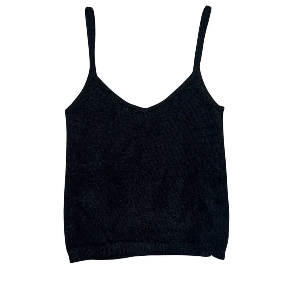 Vintage Ralph Lauren Black Angora Wool Blend Cami Tank Top Fuzzy Y2K Size Small